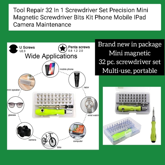 Handyman helper 32 pc. Magnetic screwdriver set, Multi-purpose travel size new - Picture 4 of 14